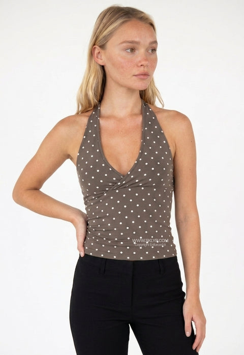Polka Dot Halter Wrap Top
