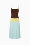 Color-Block Tricolor Strappy Midi Dress