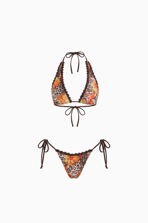 Wildflower Leopard Print String Bikini