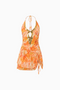 Multicolor Tropical Halter Mini Dress