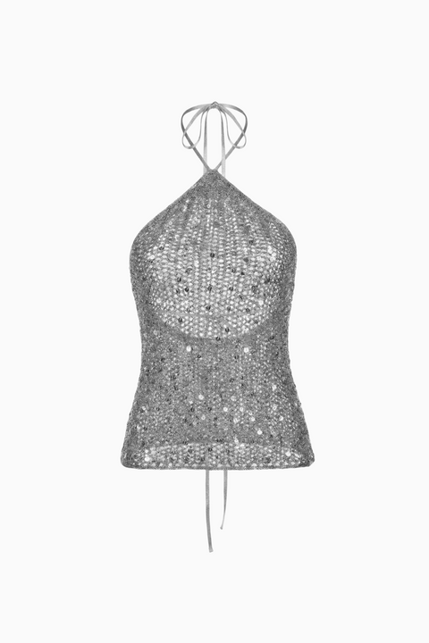 Grey Fitted Spaghetti Strap Top