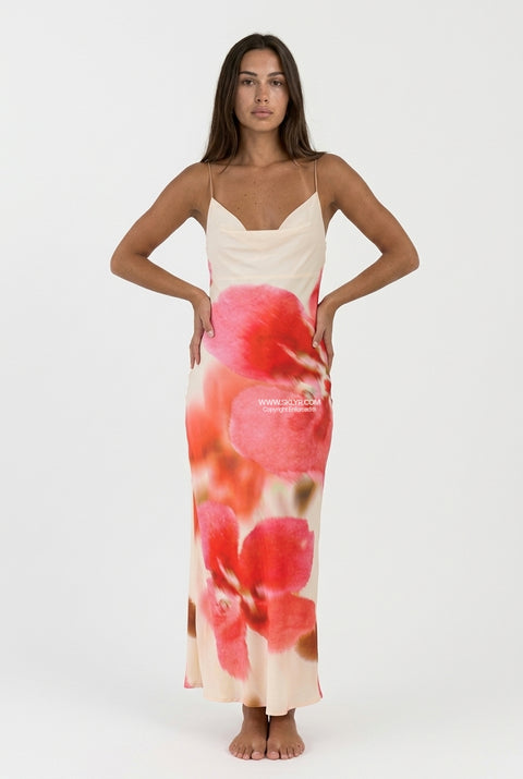 Red Floral Slip Maxi