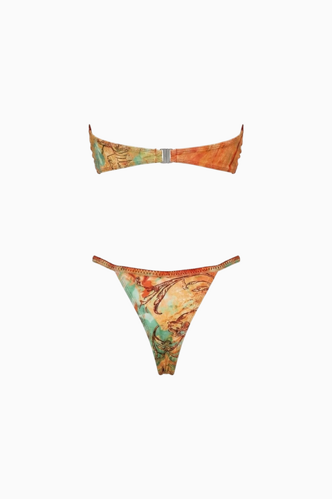Sunset Floral Sheer Bandeau Maxi 3-Piece Bikini