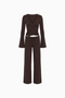 Ribbed Knit Wrap Top & Wide-Leg Pants Lounge Set