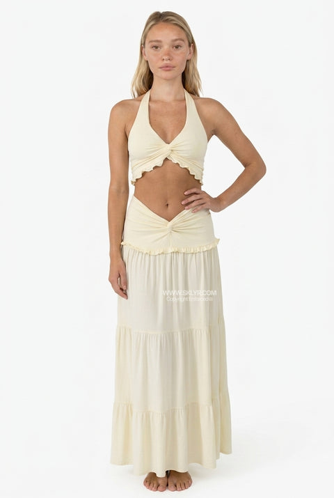 White Lace Halter & Wide-Leg Set