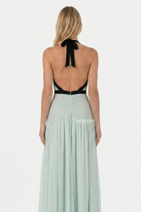 Mint Halterneck Flowing Maxi Dress