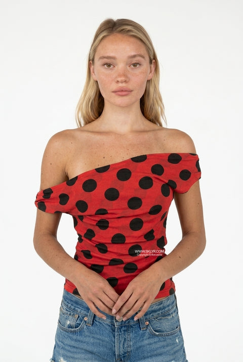 Red Bold Polka Dot Top