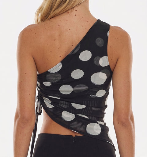 Black Asymmetric Ruffle Top