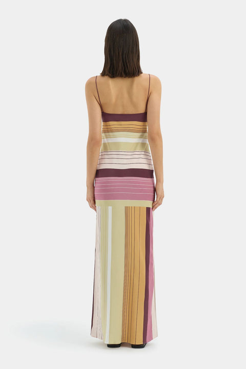 Multi-Tone Earthy Striped Maxi Dress