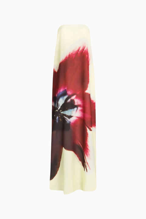 Light Base Graphic Floral Flowy Maxi Dress