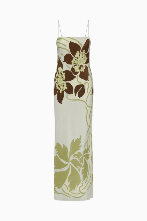 Botanical Print Spaghetti Strap Maxi Dress