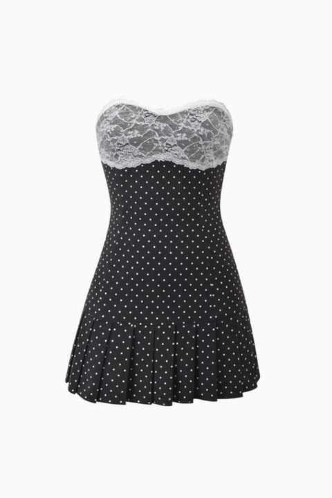 Strapless Polka Dot Mini Dress