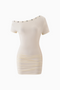 White Asymmetrical Ruched Mini Dress