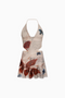 Brown & Red Floral Top & Skirt Set