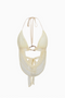 Cream Textured Halter Crop Top