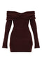 Chocolate Bardot Dress | | S | Agnese Studios