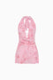 Pink Floral Halter Mini Dress