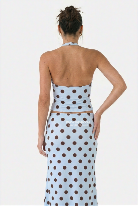 Blue Polka Dot Halter Set