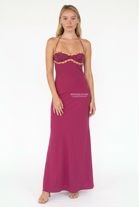 Magenta Halter Maxi Dress
