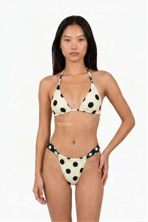 Vintage-Vibe Halter Cream Bikini