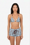 Retro Blue & Chocolate Dotted Two-Piece Swimsuit