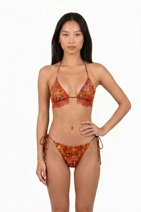 Sunset Ember Beaded Swim 3-Piece Set