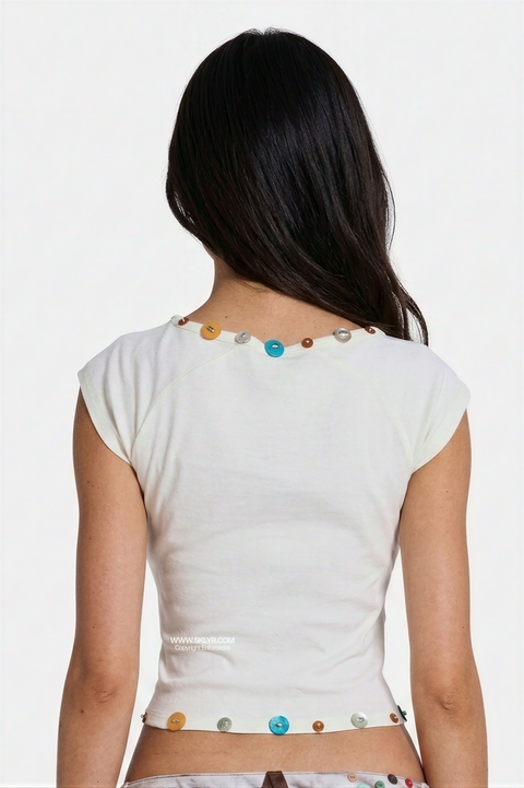 Multi-Button Cut-Out Crop Top