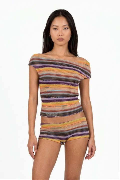 Multicolor Striped Knit Two-Piece Set