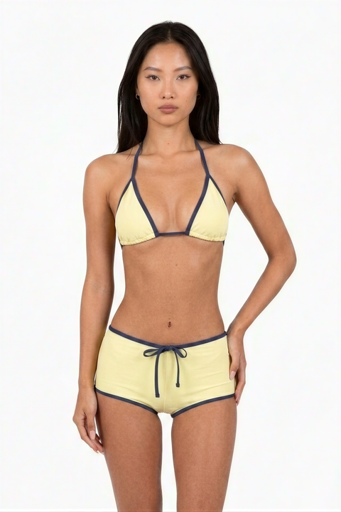 Butter Yellow Triangle Top and Boyleg Bottom Swimsuit