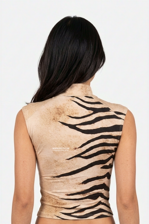 Wildside Georgia Tiger Print Tie-Front Top