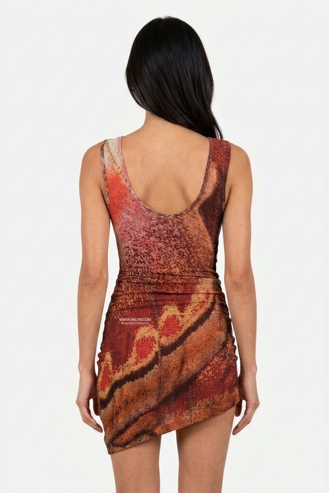 Terra Abstract Asymmetric Mini Dress
