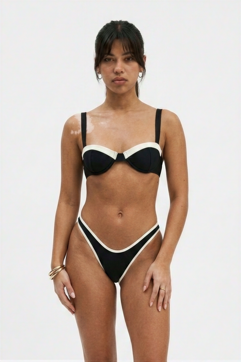 Black & White Retro Balconette Bikini