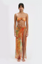 Sunset Floral Sheer Bandeau Maxi 3-Piece Bikini