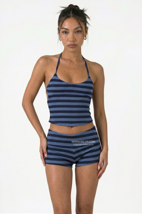Blue & White Stripe Two-Piece Set