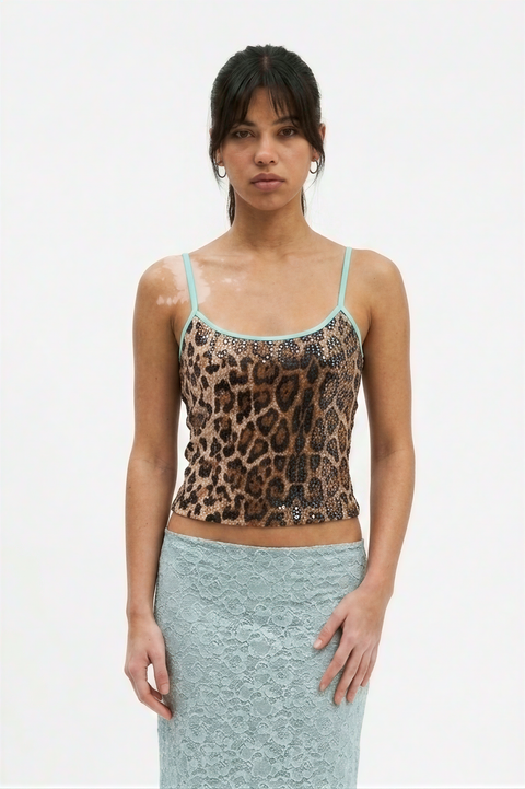 Sequin Leopard Print Top