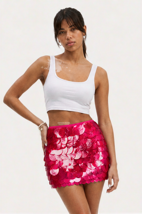 Mermaid Scale Shimmer Mini Skirt
