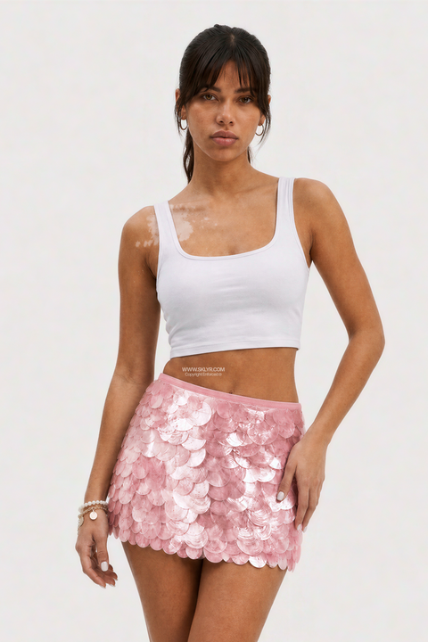 Mermaid Scale Shimmer Mini Skirt