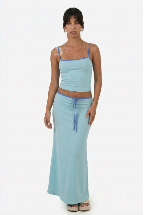 Sky Blue Two-Piece Maxi Skirt Set