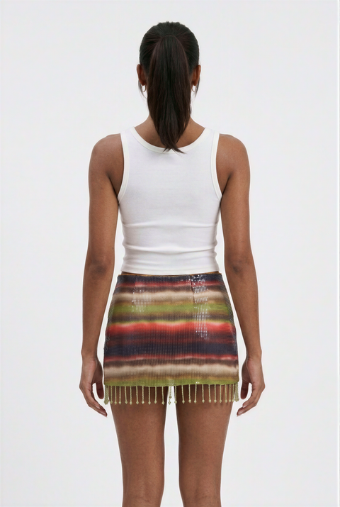 Printed Micro-Sequin Mini Skirt