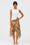 Tiger Print Asymmetric Ruffle Skirt