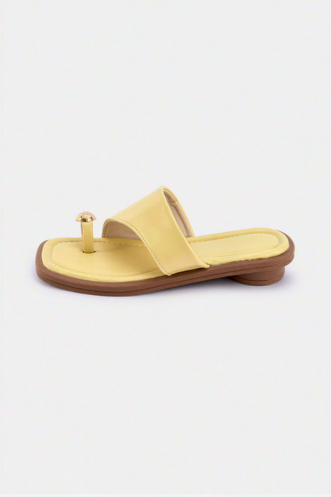 Pale Yellow Toe-Ring Flat Sandals