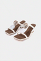 White Marbled Disc Strappy Sandals
