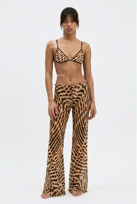 Sheer Animal Print 3-Piece Beach Bikini