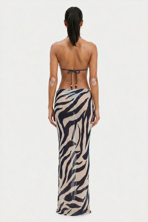 Zebra Print 3-Piece Sheer Mesh Set Bikini