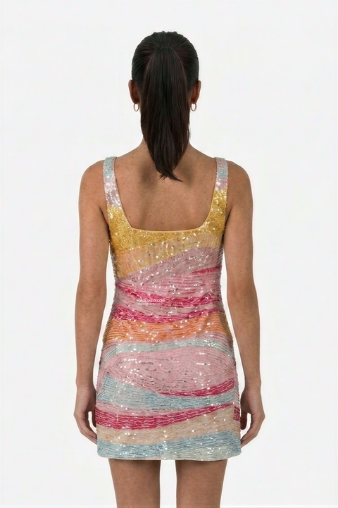 Multicolor Stripe Structured Mini Dress