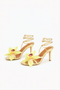 Gold Metallic Lace-Up Orchid Stiletto Sandals