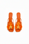Vibrant Orange Orchid Strappy Heeled Sandals