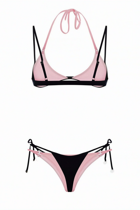 Two-Tone Halter Bikini Set