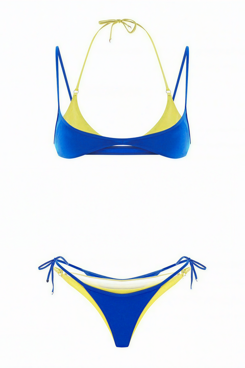 Two-Tone Halter Bikini Set
