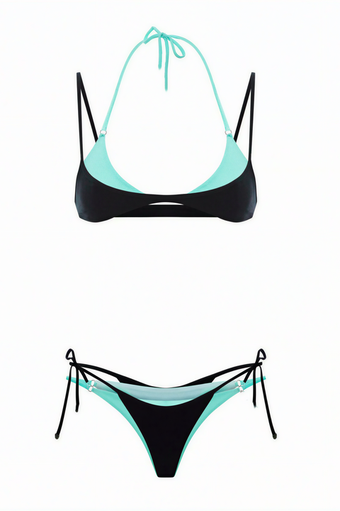 Two-Tone Halter Bikini Set